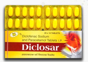 Yelllow Diclosar Diclofenac Sodium and Paracetamol Tablets